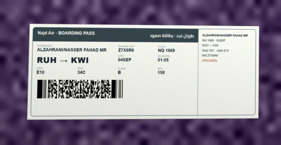 Boarding pass, phone photo
